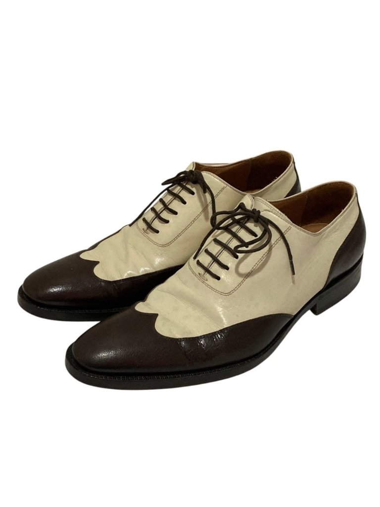 Gucci Bicolor Wingtip Leather Shoes 39.5 Brown White